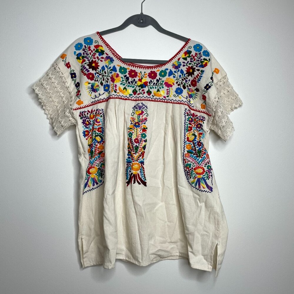 San Antonino Mexican Embroidered Blouse Sandrita Multi-Colour